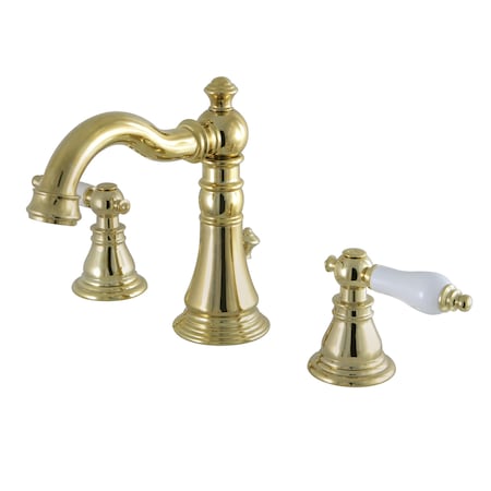 American Patriot Widespread Bathroom Faucet, Polished Brass